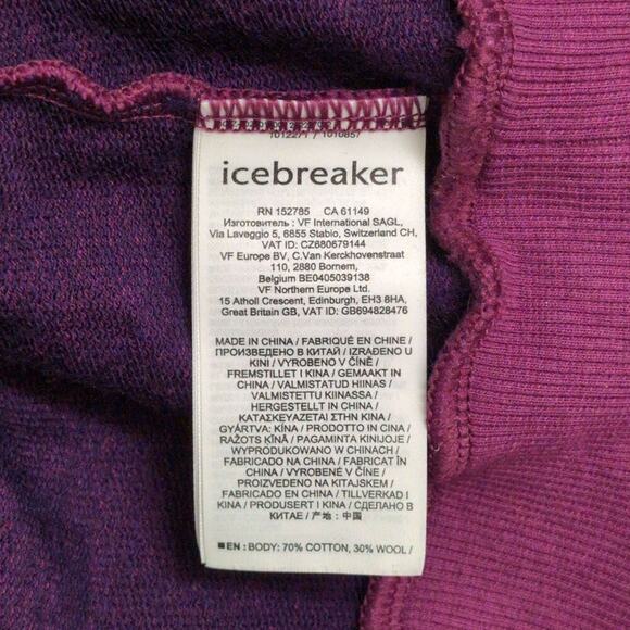 Icebreaker Purple Long Sleeve Crew Neck 200 Merino Cotton Wool Sweatshirt Size M - Picture 7 of 11